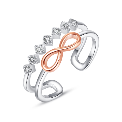 For Granddaughter - S925 Grandma and Granddaughter Forever Linked Together Infinity Double Layer Ring