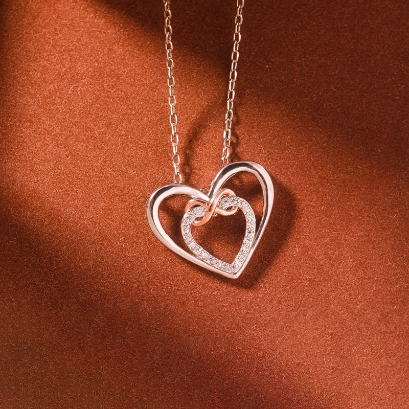For Daughter - S925 Mother & Daughter Forever Linked Together Two Hearts Infinity Necklace
