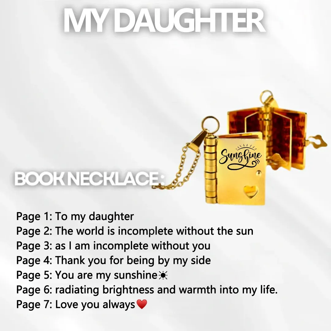 For Daughter - You're My Sunshine Book Necklace