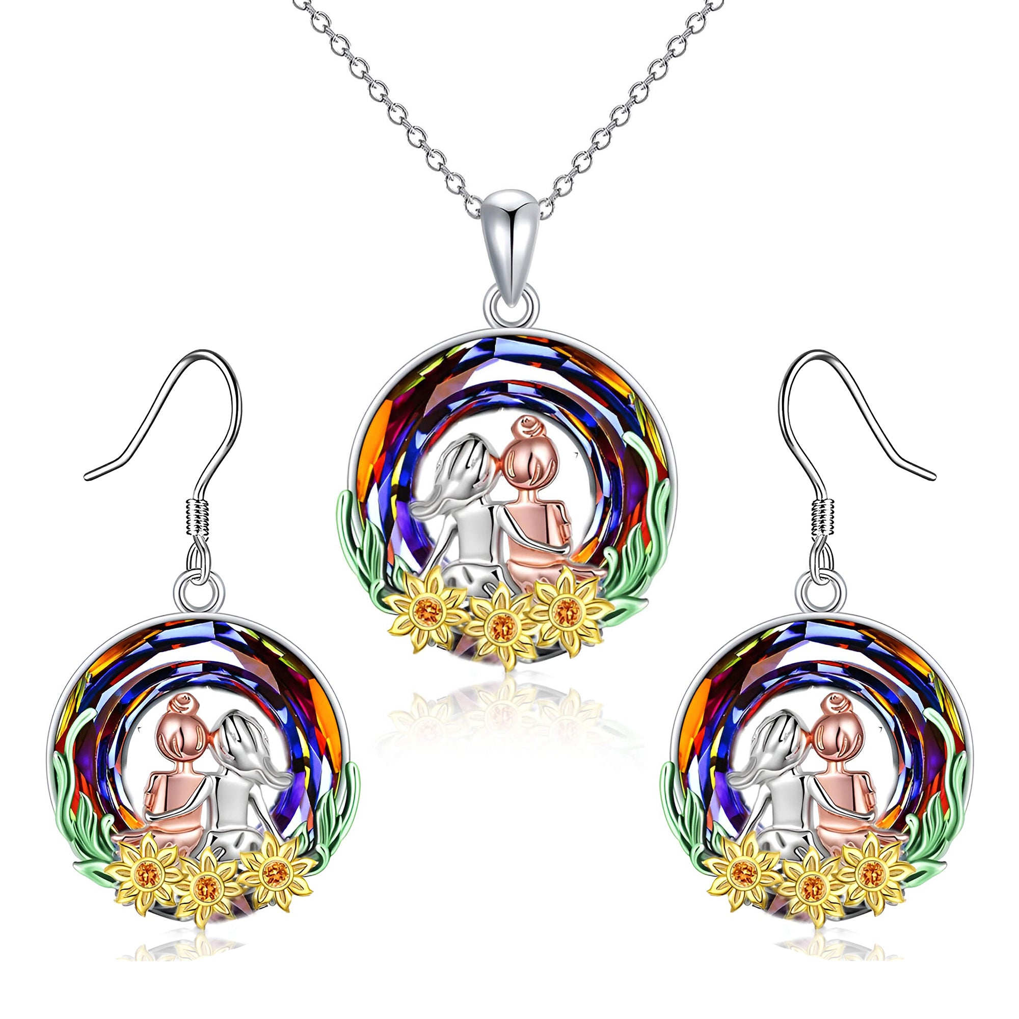 For Sister - S925 A Sister Is GOD's Way Of Making Sure We Never Walk Alone Crystal Necklace