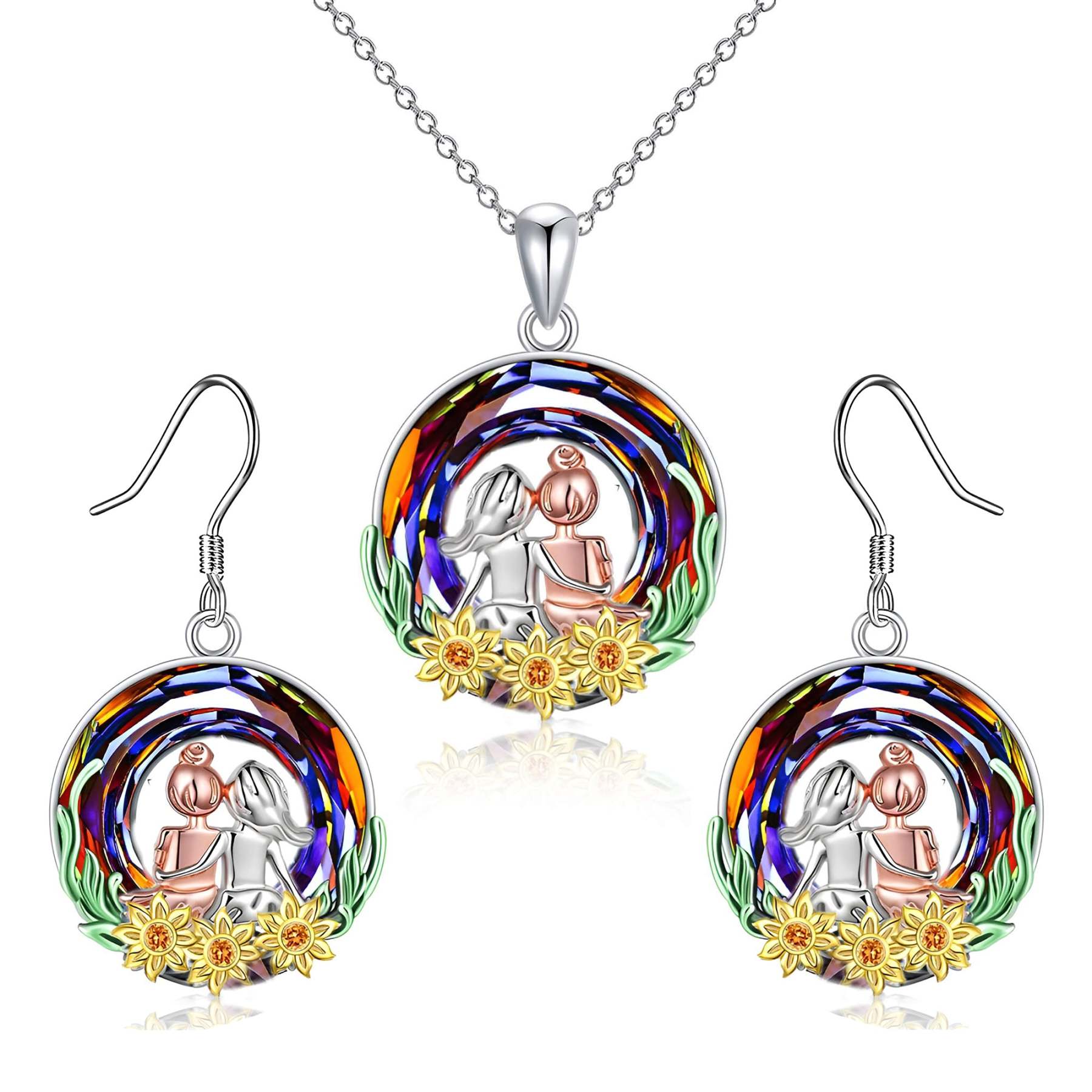 For Sister - S925 A Sister Is GOD's Way Of Making Sure We Never Walk Alone Crystal Necklace