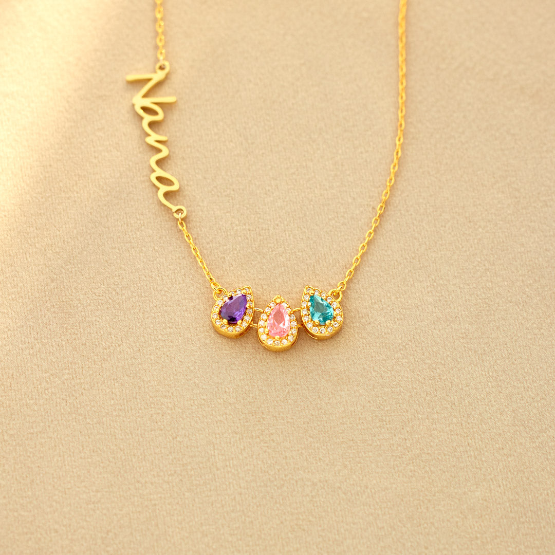 Tear of Joy Teardrop Birthstone Mama/Nana Necklace