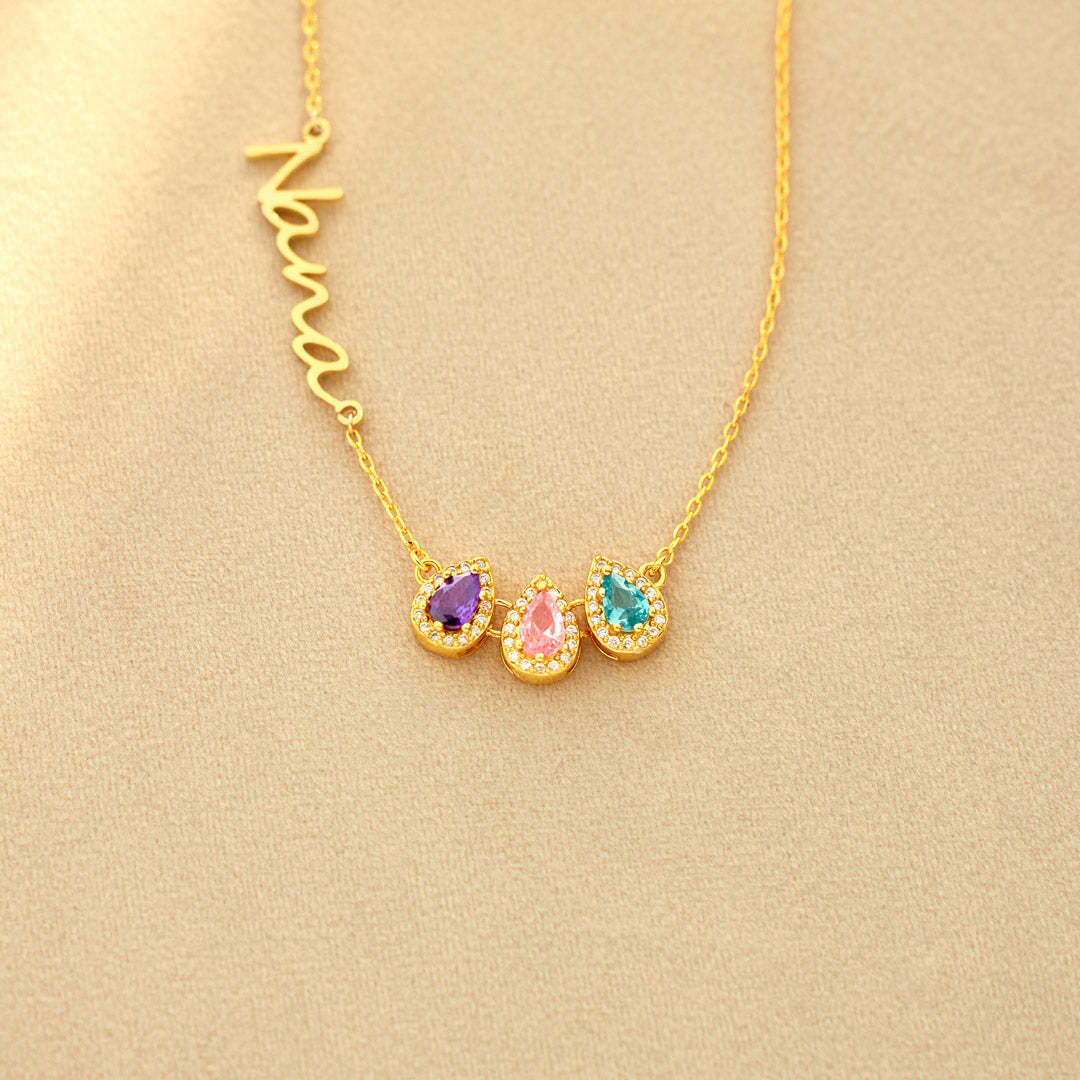 Tear of Joy Teardrop Birthstone Mama/Nana Necklace