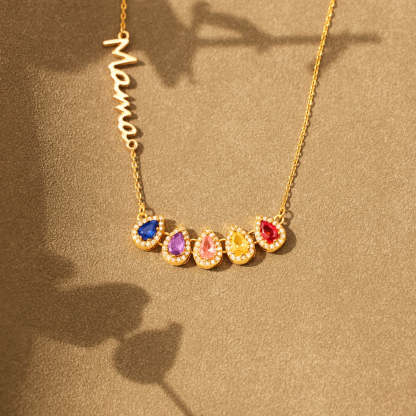 Tear of Joy Teardrop Birthstone Mama/Nana Necklace