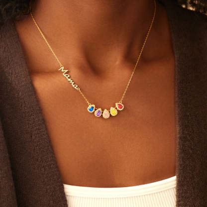 Tear of Joy Teardrop Birthstone Mama/Nana Necklace
