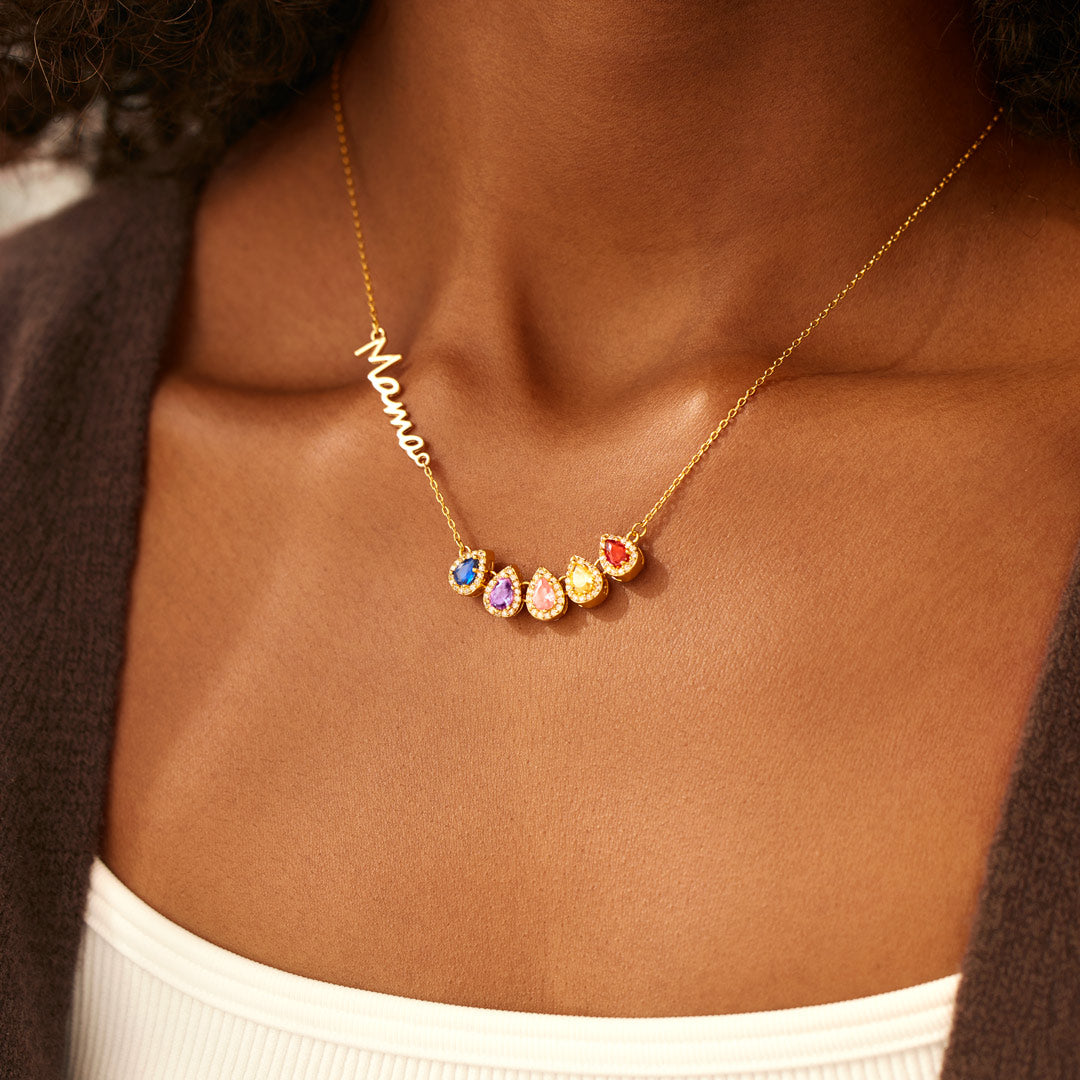 Tear of Joy Teardrop Birthstone Mama/Nana Necklace