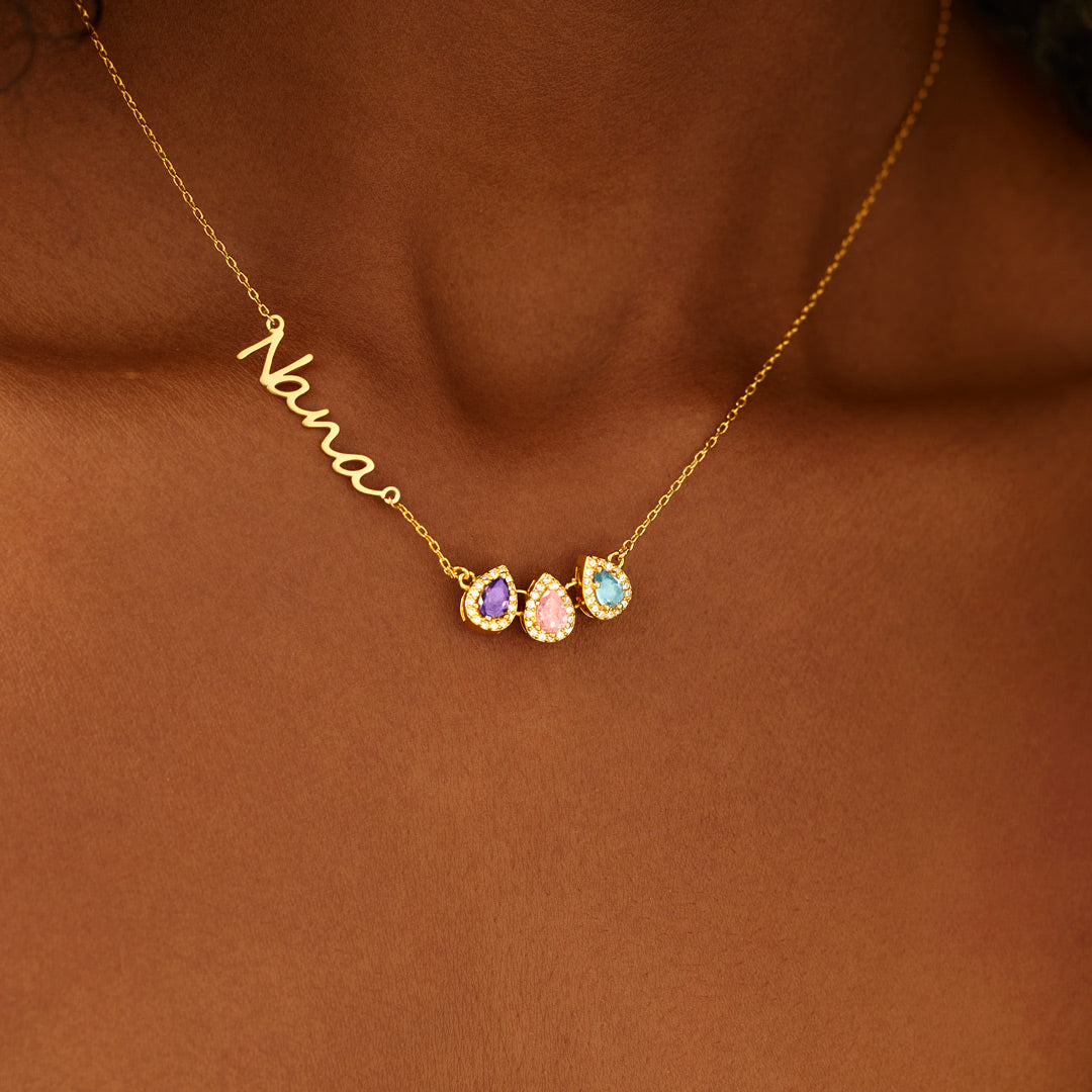 Tear of Joy Teardrop Birthstone Mama/Nana Necklace