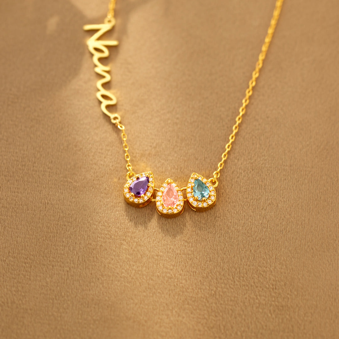 Tear of Joy Teardrop Birthstone Mama/Nana Necklace