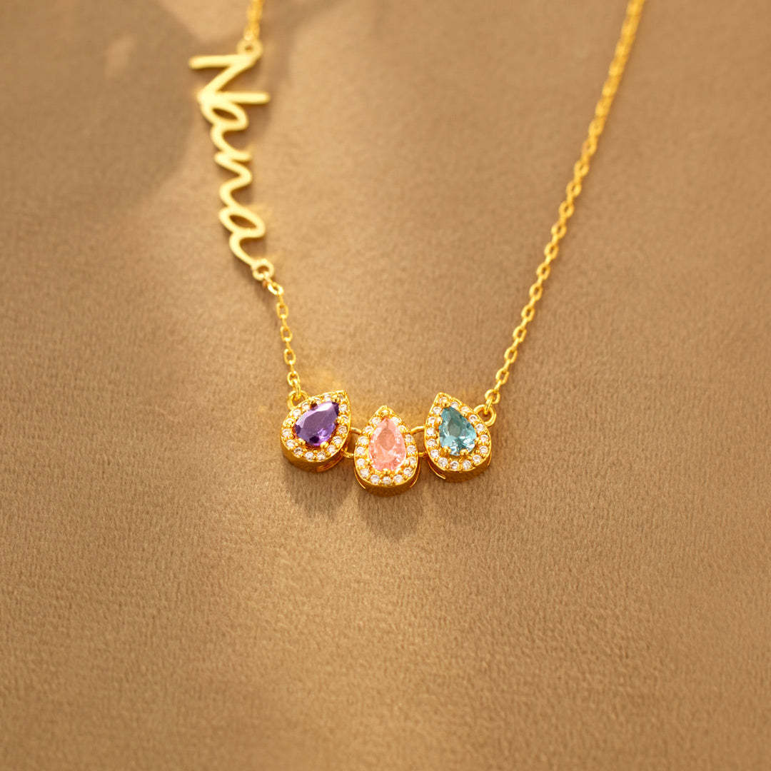 Tear of Joy Teardrop Birthstone Mama/Nana Necklace