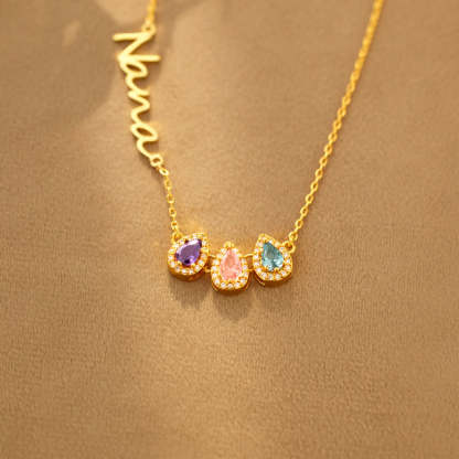 Tear of Joy Teardrop Birthstone Mama/Nana Necklace