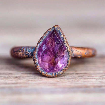 Teardrop Amethyst Ring