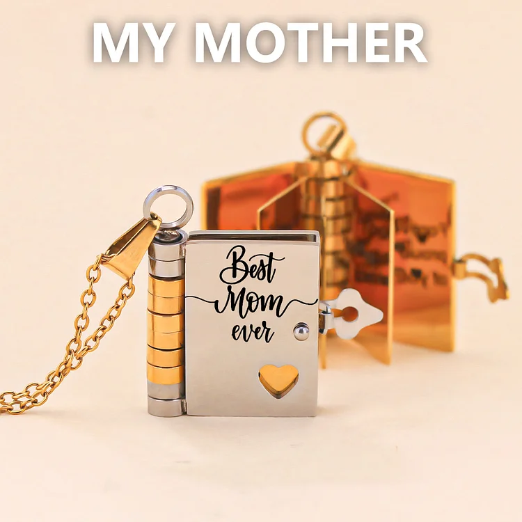 For Mom - With All My Heart Book Necklace