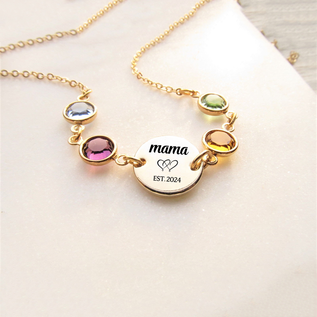 For Mama/Nana -  Year & birthstone Custom Necklace