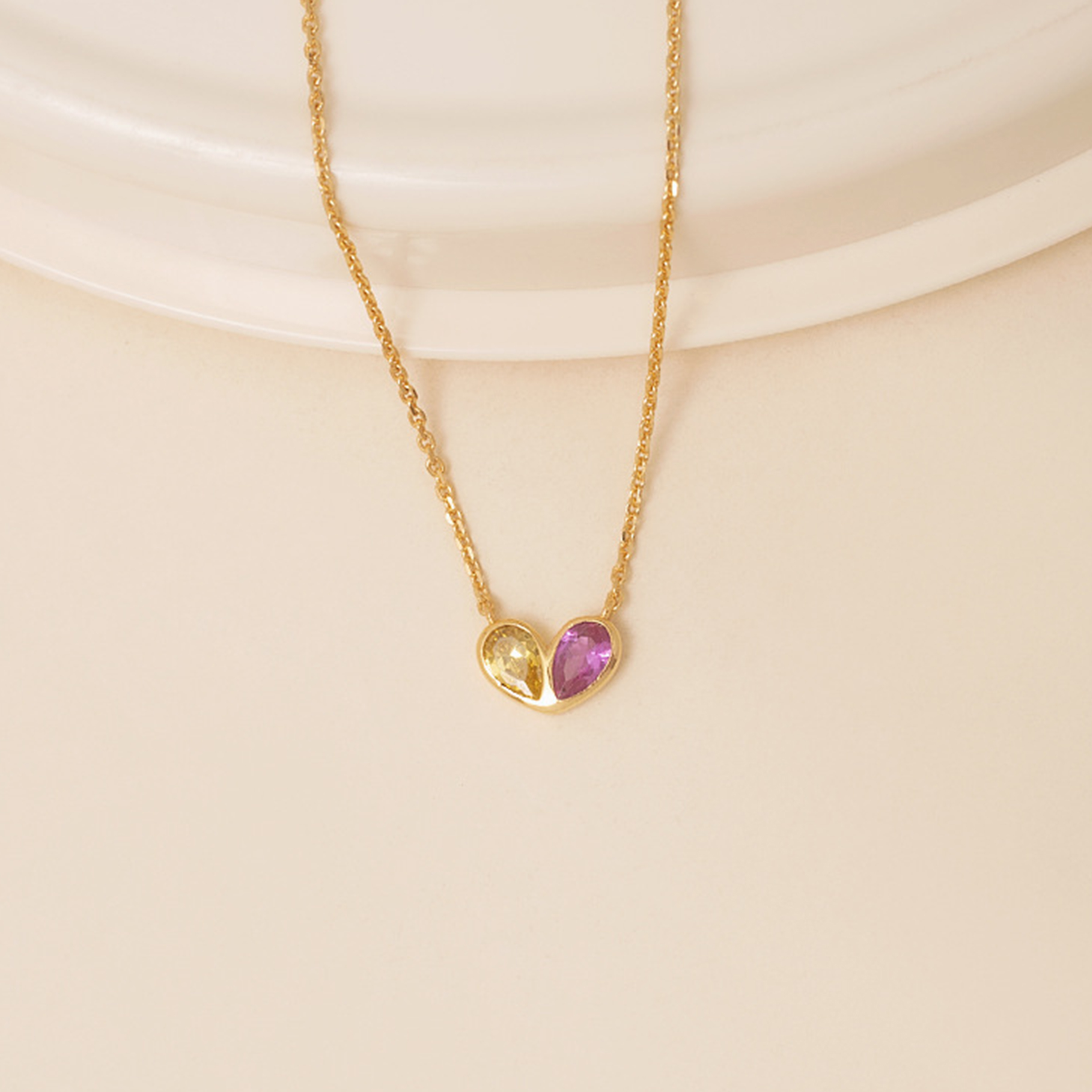 Mother And Daughter Forever Linked Together Custom Heart Birthstones Necklace