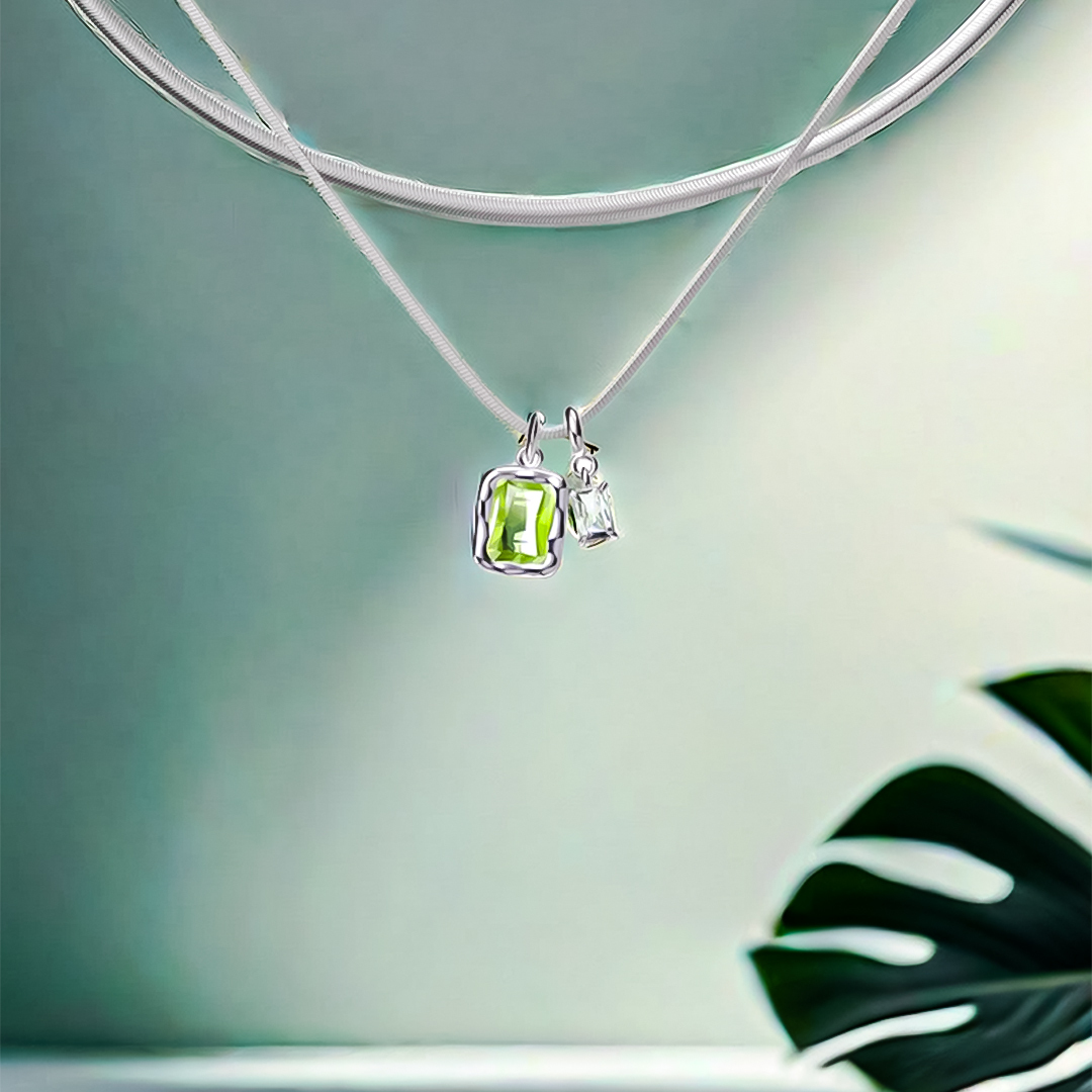Mother And Daughter Forever Linked Together Custom Birthstones Layer Necklace