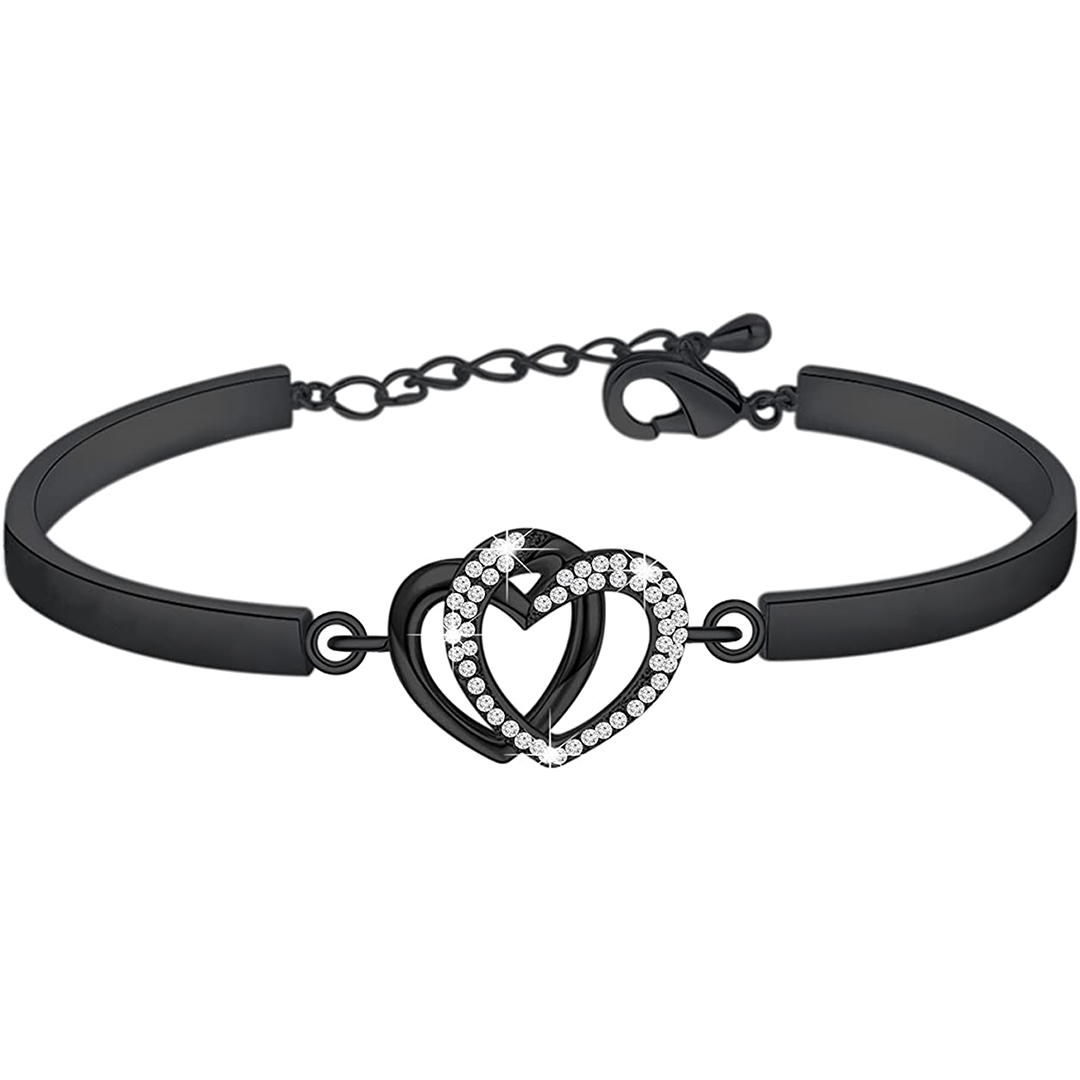 For Daughter - Always Keep Me In Your Heart For You Are Always In Mine Double Heart Bracelet-37bracelet