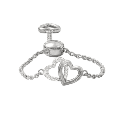 For Grandaughter/Daughter - S925 Always Keep Me In Your Heart,For You Are Always In Mine Double Heart Chain Ring