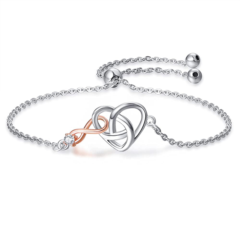 S925 Grandmother and Granddaughter/Mother and Daughter  Forever Linked Together Infinity Love Knot Bracelet