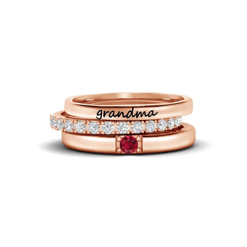 For Grandmother - S925 Birthstone Custom Ring