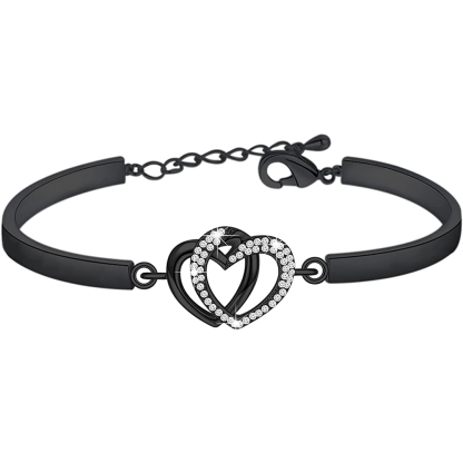 For Daughter - Always Keep Me In Your Heart For You Are Always In Mine Double Heart Bracelet-37bracelet