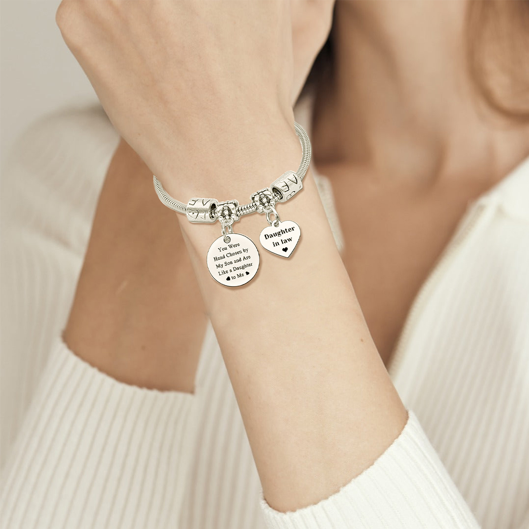 For Daughter-In-Law - You Are Also My Daughter-In-Heart Pendant Bracelet