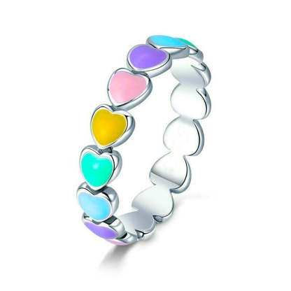 For Love - I Love You Until Infinity Runs Out Colorful Heart Ring