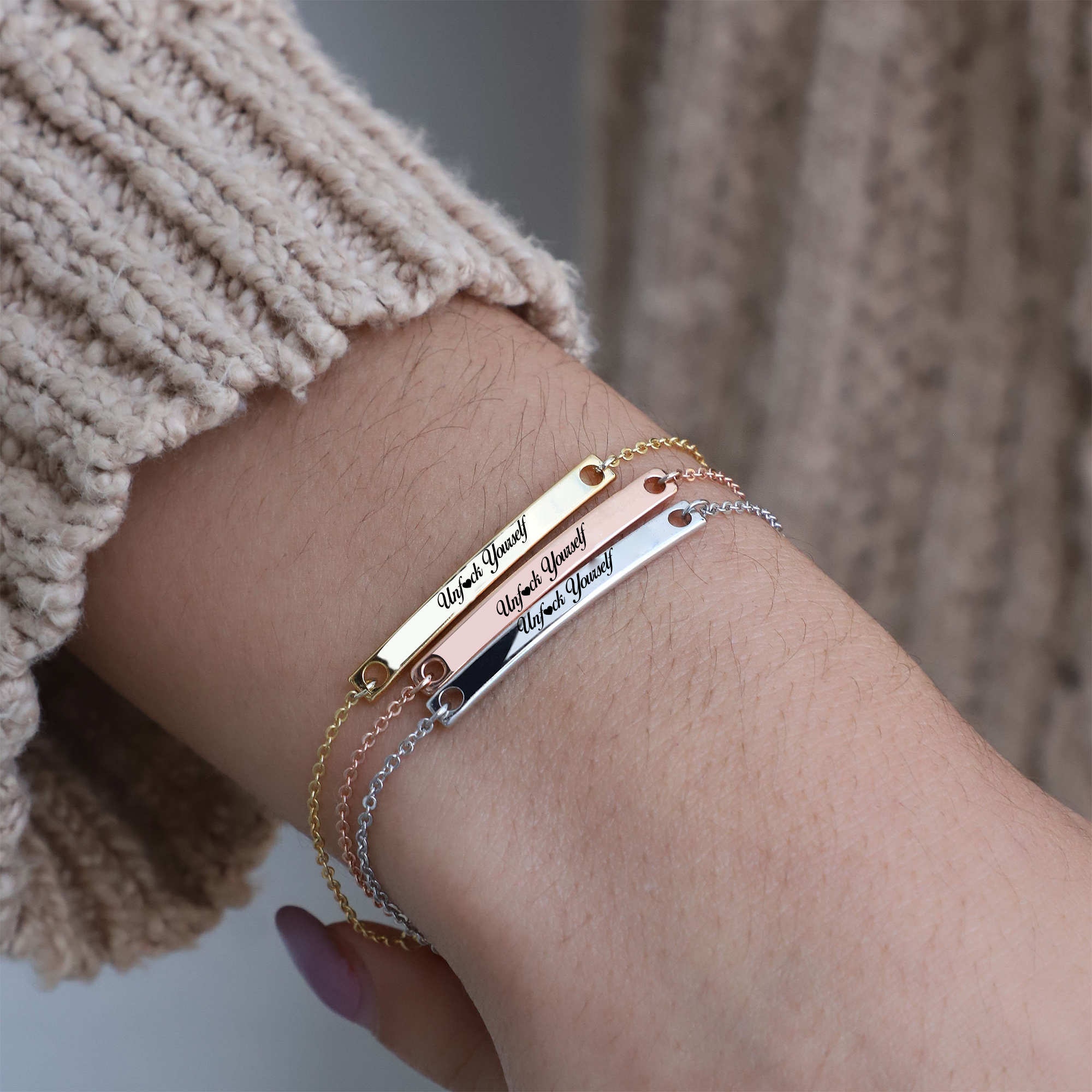 Unfuck Yourself Liberate Yourself Long Engraved Bracelet