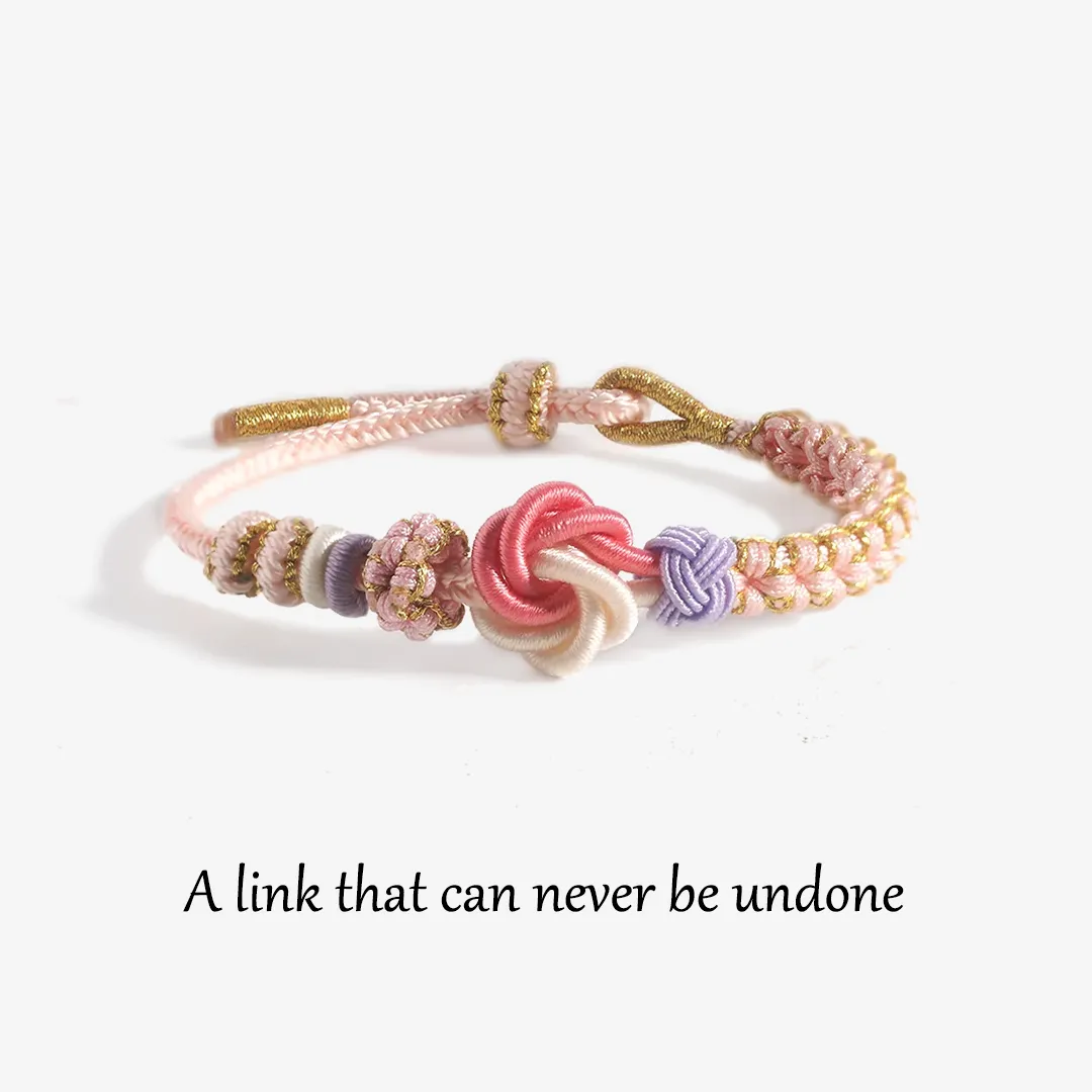 For Sister - Nothing Can Break The Bond Between Us Peach Blossom Knot Bracelet