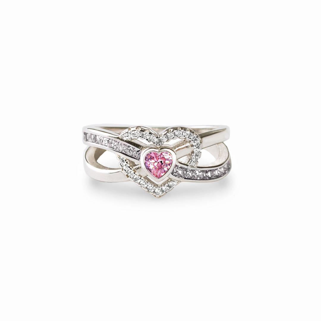 For Daughter - Always keep Me In Your Heart For You Are Always In Mine Pink Heart Diamond Ring