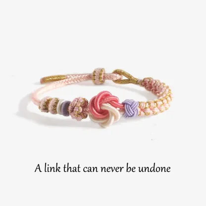 For Sister - Nothing Can Break The Bond Between Us Peach Blossom Knot Bracelet