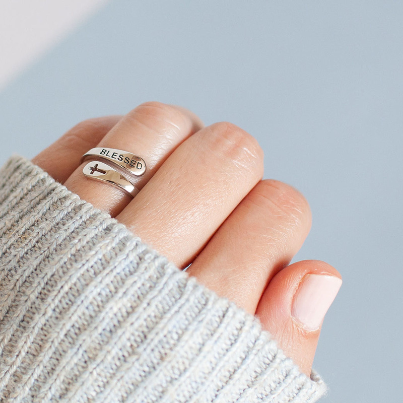 For Daughter - S925 I PRAY That You Are Safe, Well, And Happy God Bless Cross Ring