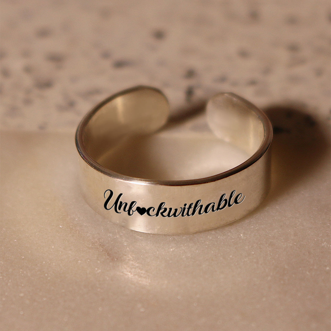 Unf💗ckwithable Can’t Be Knocked Down Adjustable Wide Ring