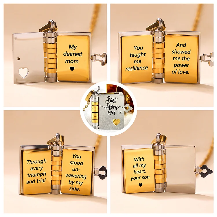 For Mom - With All My Heart Book Necklace
