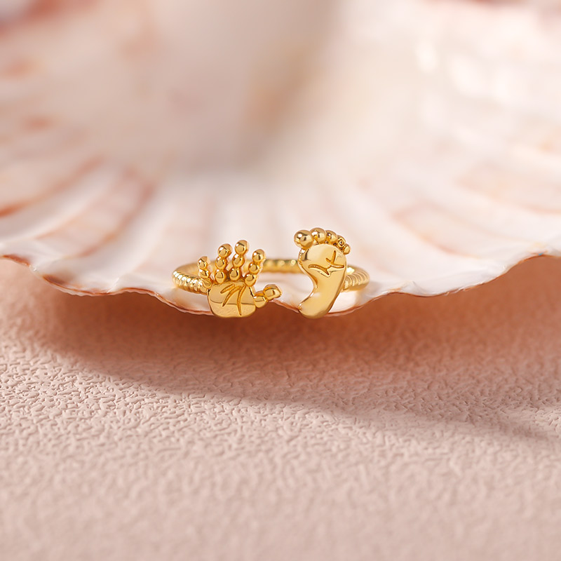 For Mother - S925 I Will Always Be Your Little Girl Baby Palm and Feet Ring