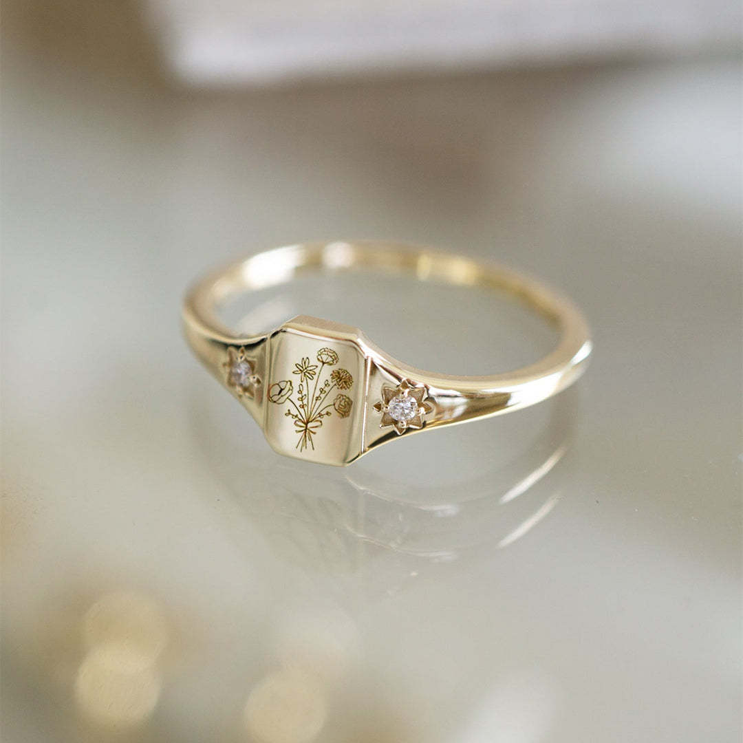 S925 Custom Birth Flower Ring – A Gift of Endless Beauty