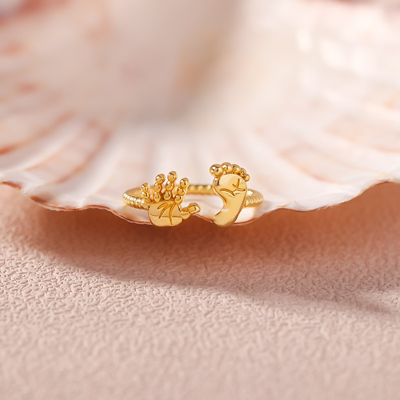 For Mother - S925 I Will Always Be Your Little Girl Baby Palm and Feet Ring