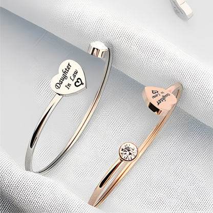 For Daughter-In-Law - You Are Also My Daughter-In-Heart Heart Diamond Cuff Bracelet