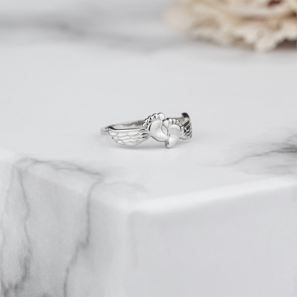 For Memorial - S925 Mama of an Angel Footprint Ring