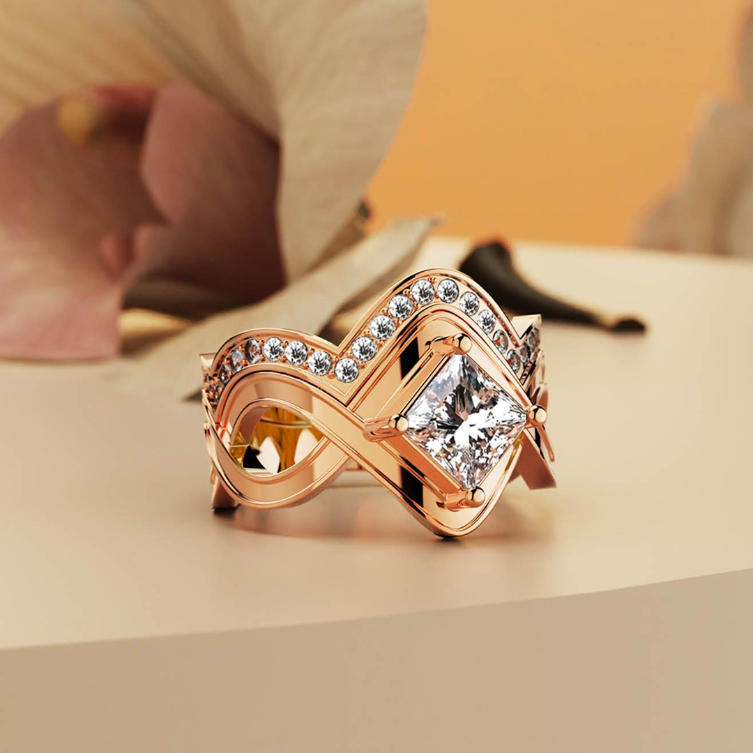 For Daughter - S925 Pick Yourself Up Wave Diamond Stackable Ring