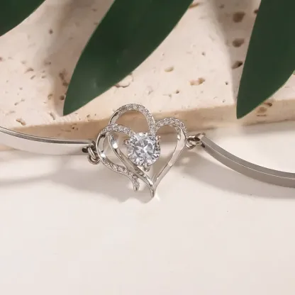 For Daughter-in-law - We Love You So Much Double Hearts And Diamonds Bracelet