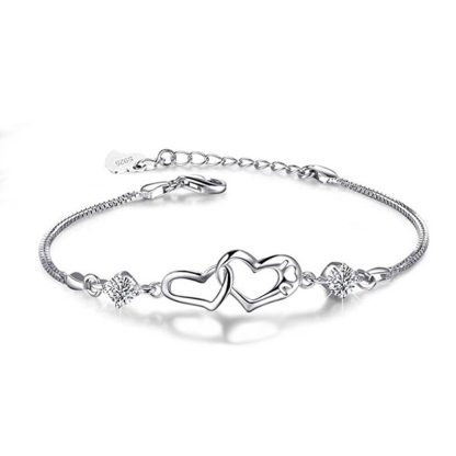 S925 Forever Linked Together Double Diamond Bracelet