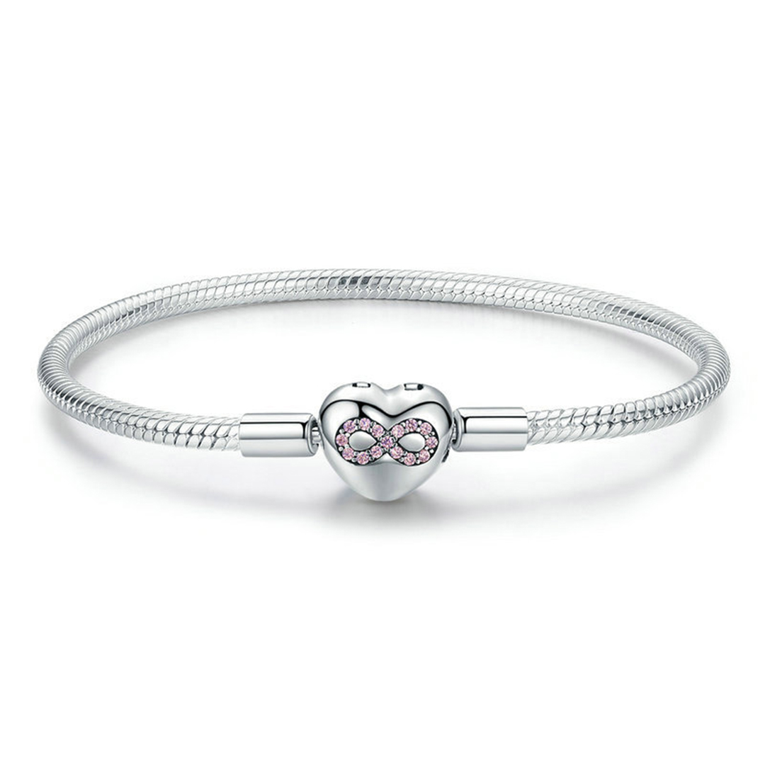 For Daughter - S925 I Will Always Be With You Pink Heart-shaped Bracelet