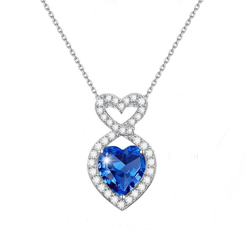 For Bonus Daughter - I'm So Proud Of You Blue Heart Crystal Necklace