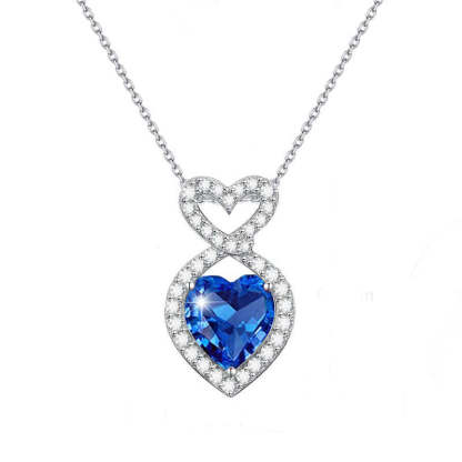 For Bonus Daughter - I'm So Proud Of You Blue Heart Crystal Necklace