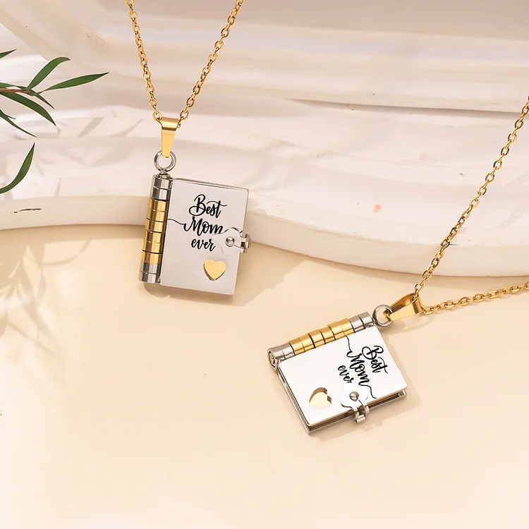 For Mom - With All My Heart Book Necklace