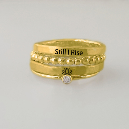 S925 Still I Rise Stacked Ring - 4 Rings Set