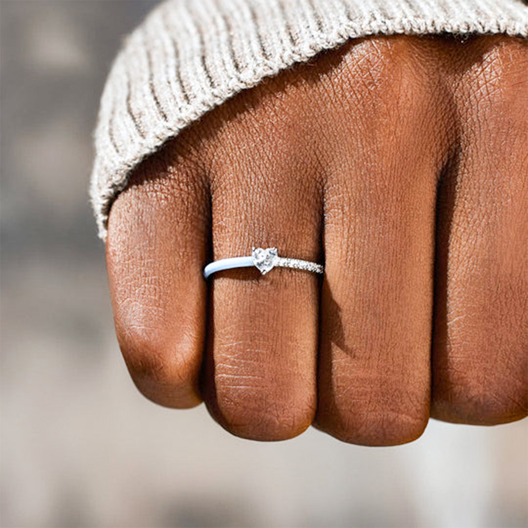 For Daughter - Matching Mother Daughter Drip Glaze Half Diamond Ring
