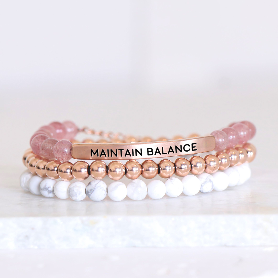 Maintain Balance Bead Lettering Bracelet