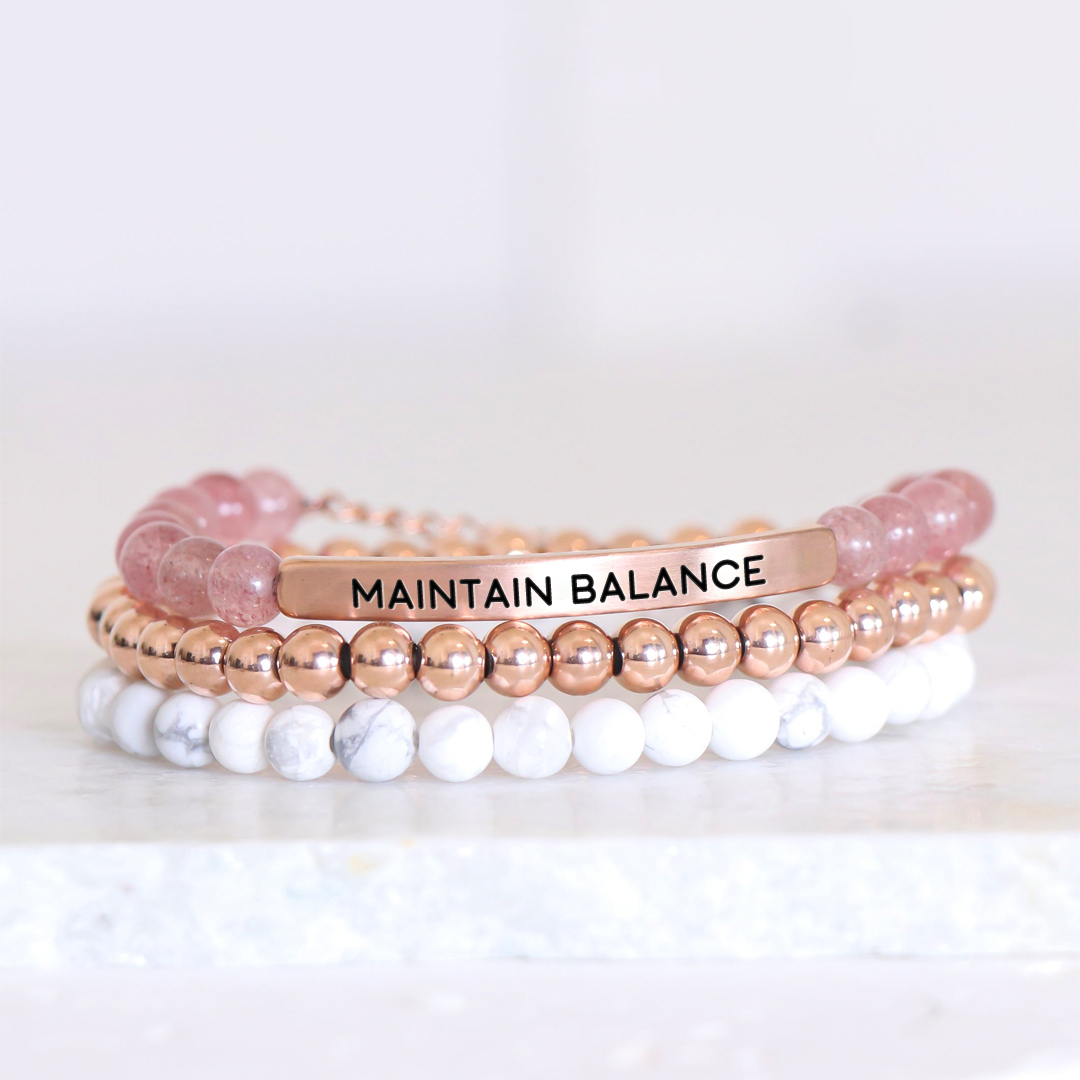 Maintain Balance Bead Lettering Bracelet
