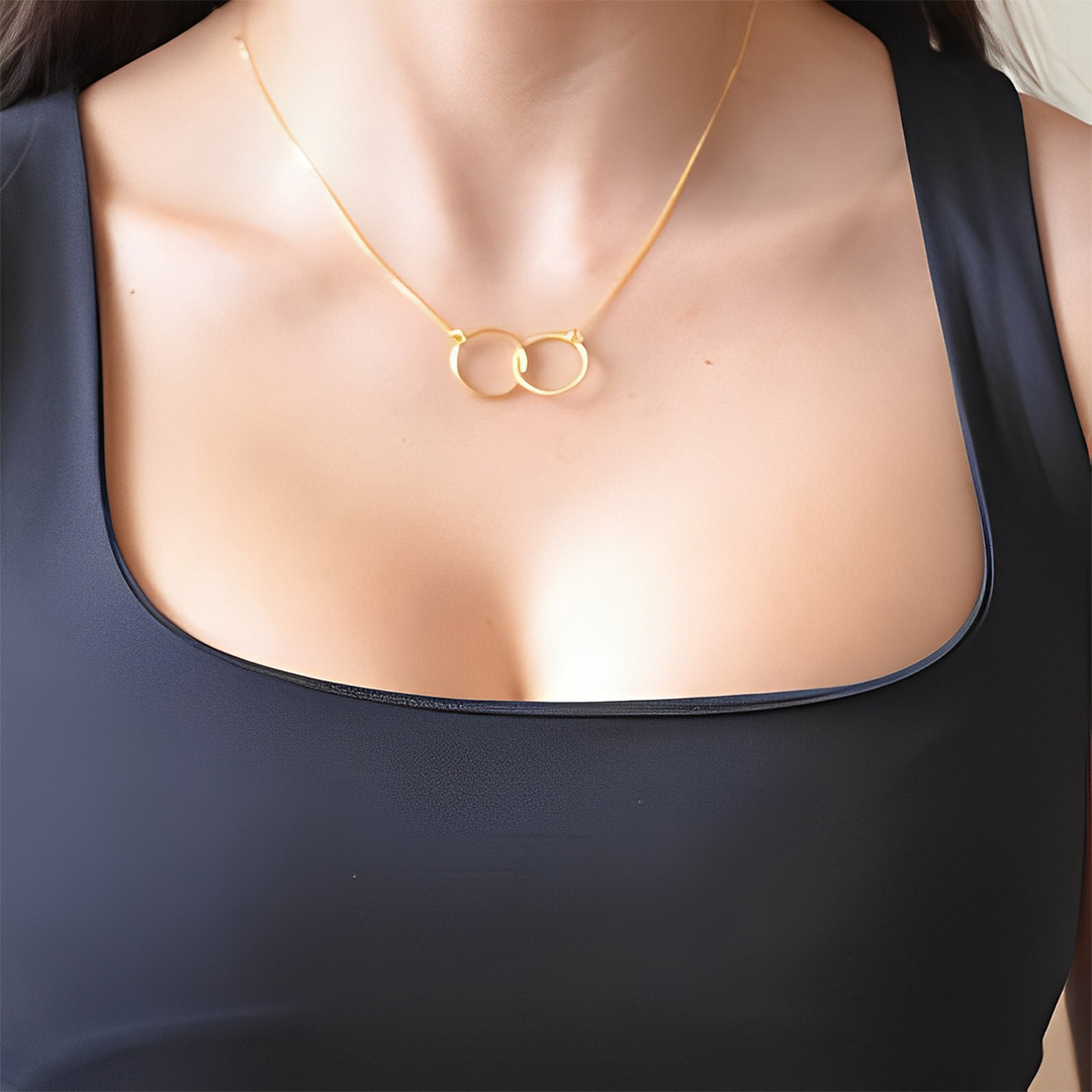 For Daughter/Mother - Mother and Daughter Forever Linked Together Circle Necklace